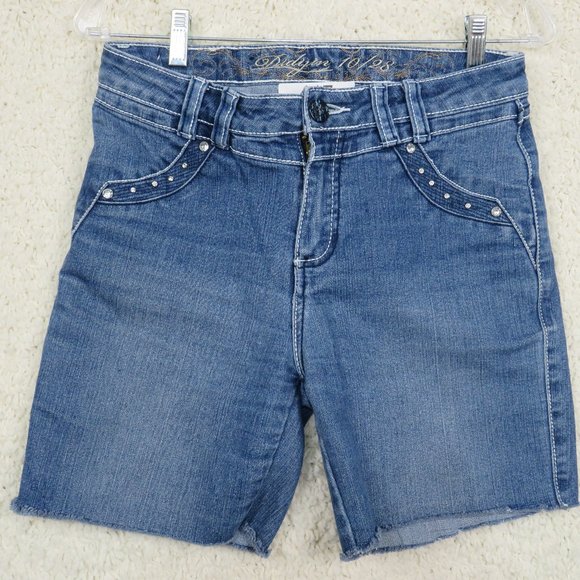 DIDIJIN* Junior's Denim Jean Shorts Size 15~ Studded Design - Picture 1 of 7